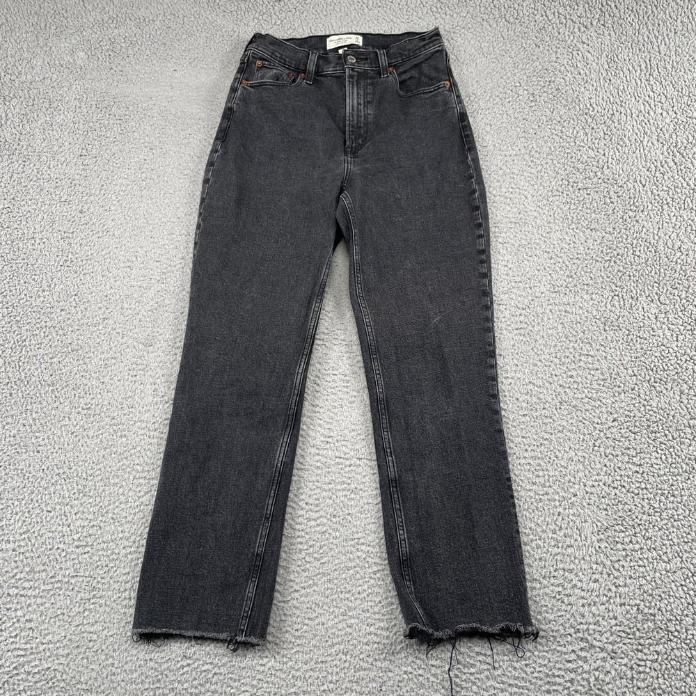 Abercrombie & Fitch Jeans Womens 26 Black Ankle Straight Ultra High Rise Raw Hem
